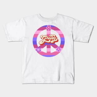 Groovy Pink Peace Sign - Vintage Love White Kids T-Shirt